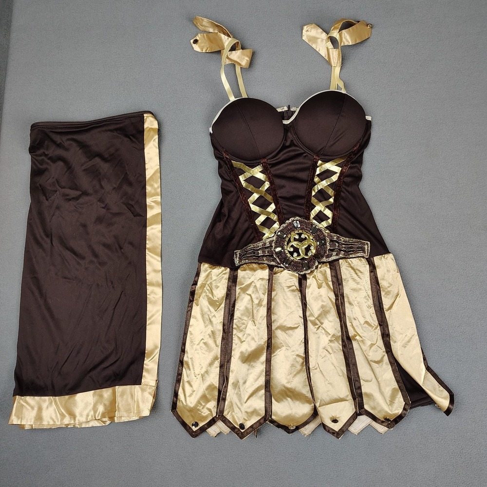 Dreamgirl Cosplay Warrior Queen Dress Skirt Medium Brown Gold Convertible Costum - Picture 8 of 12